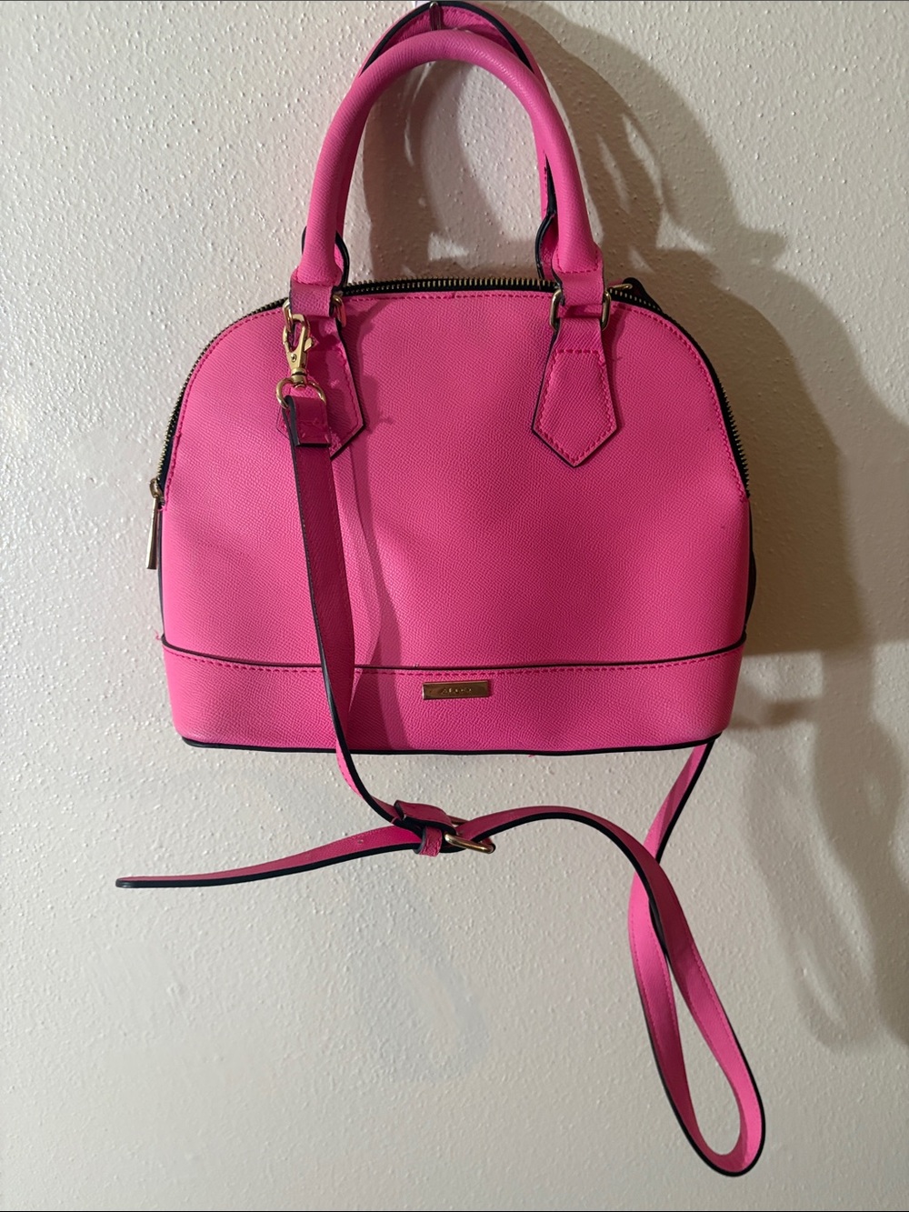 Aldo Bright Pink Dome Satchel with Gold Hardware